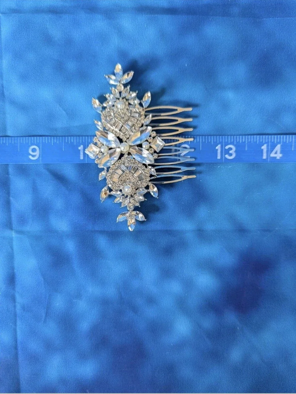 Silver Tone Crystal Design Hair Comb Accessory Wedding Formal Cosplay OSFM NIB